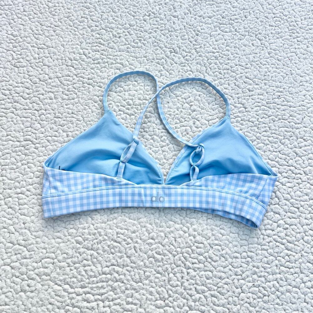 Alo Yoga Vapor Splendor Gingham Bra Blue Skies - Picture 2 of 7